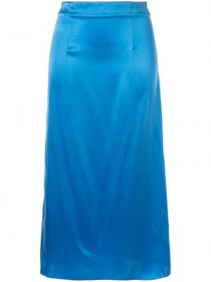 Hedvábné midi sukně s vysokým pasem na zip Macgraw - modrá