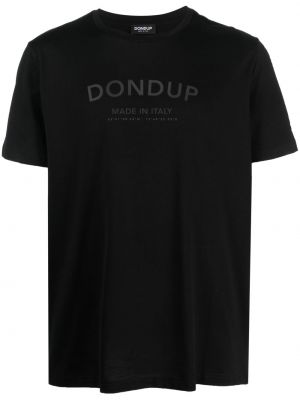 Bavlněné tričko s potiskem Dondup černé