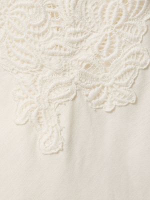 Lniana haftowana sukienka długa Ermanno Scervino biała