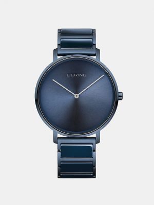 Классические мужские часы из стали и керамики Bering синий