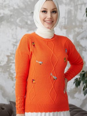 Džemperis ar izšuvumiem Instyle oranžs