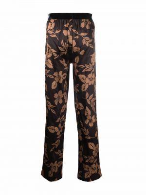 Jedwabna piżama w kwiatki z nadrukiem Tom Ford brązowa
