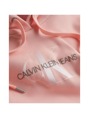 Bluza z kapturem bawełniana Calvin Klein różowa