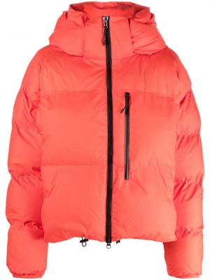 Péřová bunda s kapucí s potiskem Adidas By Stella Mccartney červená