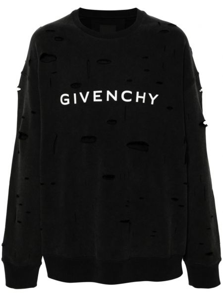 Βαμβακερός φούτερ με σκισίματα Givenchy μαύρο