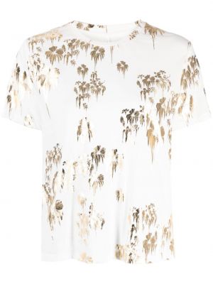 Kvetinové bavlnené tričko s potlačou Cynthia Rowley biela