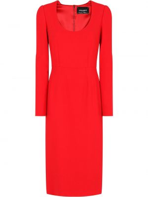 Плаття міді з довгими рукавами Dolce & Gabbana, червоне