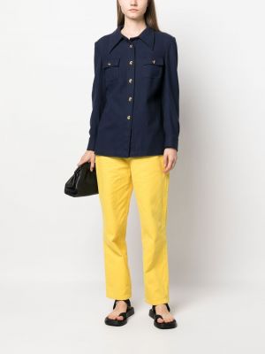 Pantalon taille haute slim Céline Pre-owned jaune