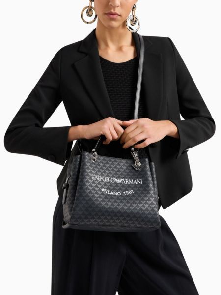 Shopper handtasche mit print Emporio Armani schwarz