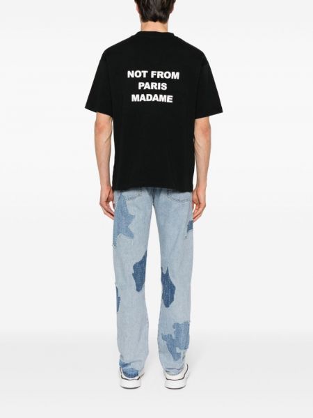T-shirt avec imprimé slogan en coton Drôle De Monsieur noir