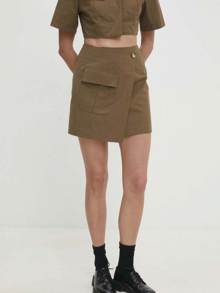 Mini spódniczka bawełniana Answear Lab zielona