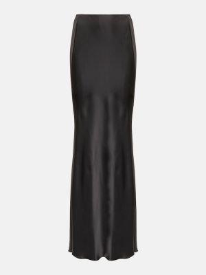 Saténové dlouhá sukně Victoria Beckham černé