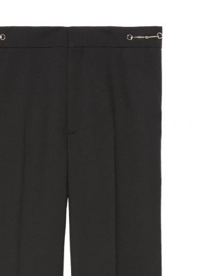 Vlněné rovné kalhoty Gucci černé