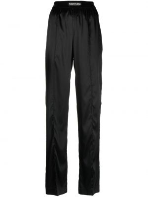 Hedvábné rovné kalhoty Tom Ford černé