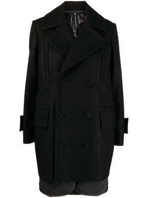 Vlnený kabát Sacai čierna
