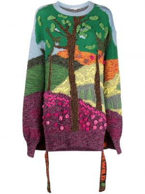 Жакардов пуловер Stella Mccartney зелено