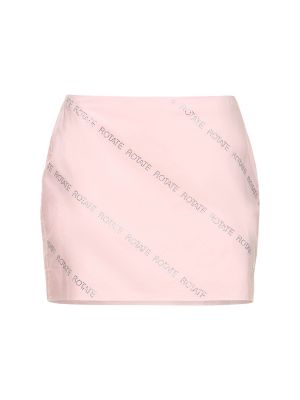 Mini spódniczka bawełniana z kryształkami Rotate różowa