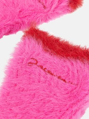 Γάντια με γούνα Jacquemus ροζ