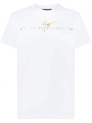 Bavlněné tričko s potiskem Giuseppe Zanotti bílé