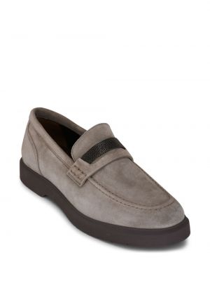 Semišové loafers Brunello Cucinelli šedé