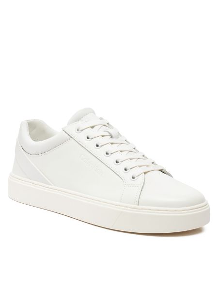 Ριγέ sneakers με κορδόνια με δαντέλα Calvin Klein λευκό