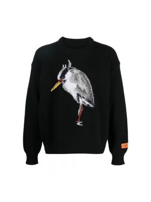 Sweter bawełniany z nadrukiem Heron Preston czarny