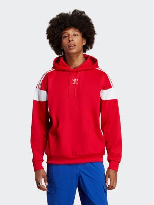 Hanorac cu glugă cu croială lejeră Adidas roșu
