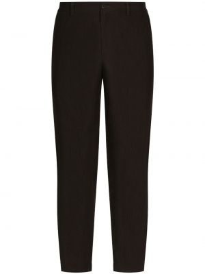 Lněné rovné kalhoty Dolce & Gabbana černé