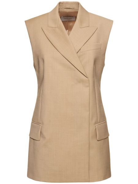 Ermeløs ull jakke Sportmax beige