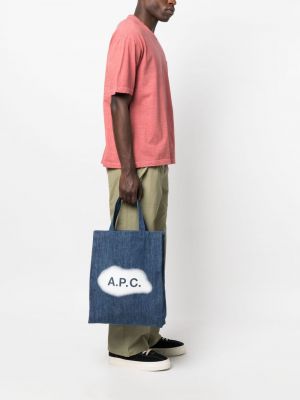Shopper kabelka s potiskem A.p.c. modrá