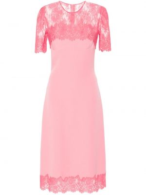 Midi haljina s cvjetnim printom s čipkom Ermanno Scervino ružičasta