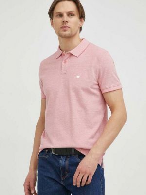 Меланж памучна тениска с дълъг ръкав Wrangler розово