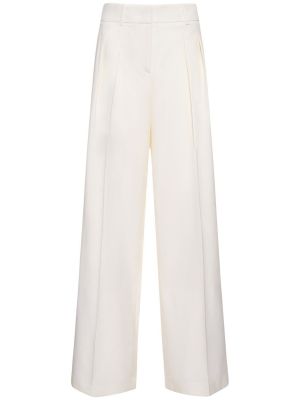 Vlněné kalhoty s vysokým pasem relaxed fit Michael Kors Collection bílé