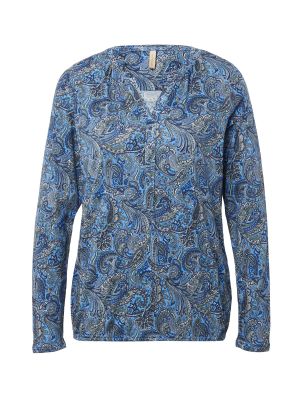 Viskózové bavlnené priliehavé tričko Soyaconcept - modrá