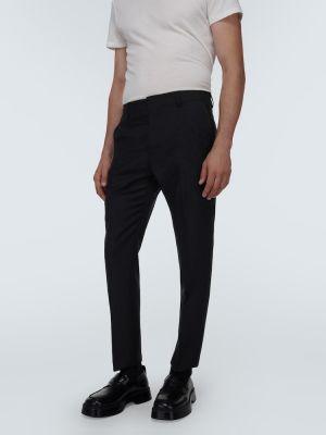 Mohérové vlněné rovné kalhoty Ami Paris černé