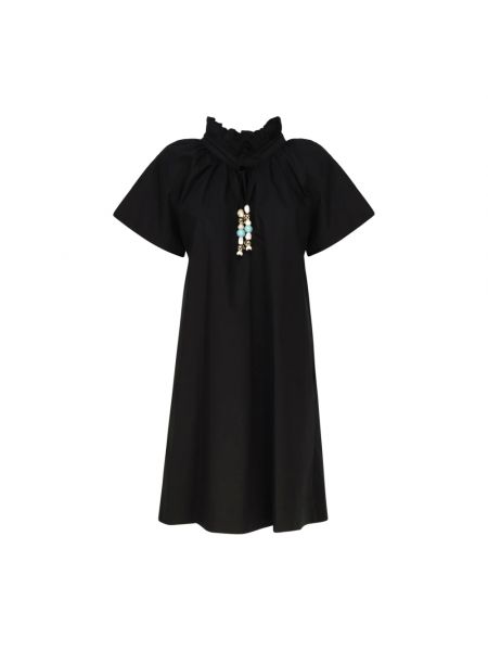 Minikleid aus baumwoll mit v-ausschnitt Mariuccia Milano schwarz