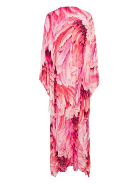 Sukienka długa z nadrukiem Roberto Cavalli różowa