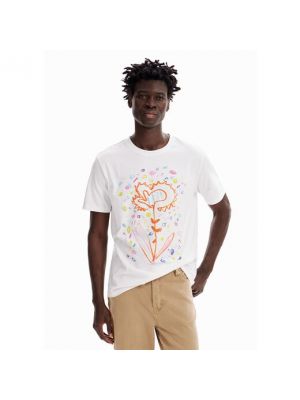 Camiseta de flores bootcut Desigual blanco
