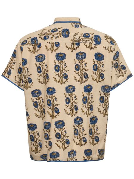 Kokvilnas krekls ar ziediem ar apdruku Harago bēšs