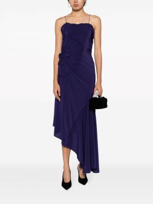 Jedwabna sukienka koktajlowa asymetryczna Victoria Beckham fioletowa