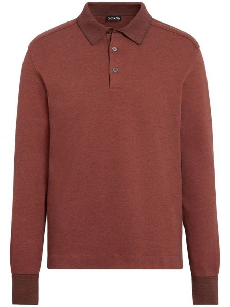 Jacquard bomull poloskjorte Zegna brun