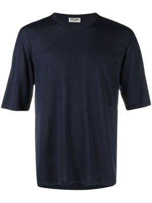 Kaschmir woll t-shirt mit rundem ausschnitt Saint Laurent blau