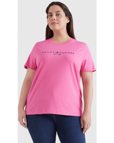 Тениска Tommy Hilfiger Curve розово