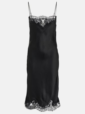 Čipkované saténové midi šaty Stella Mccartney čierna