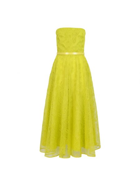 Haftowana sukienka długa Max Mara Studio żółta
