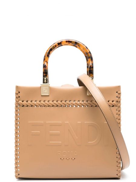 Коричневая сумка шоппер Fendi