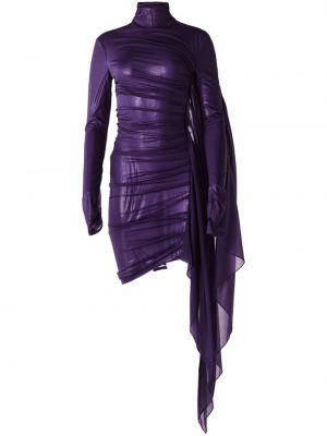 Dolga obleka z draperijo Mugler vijolična