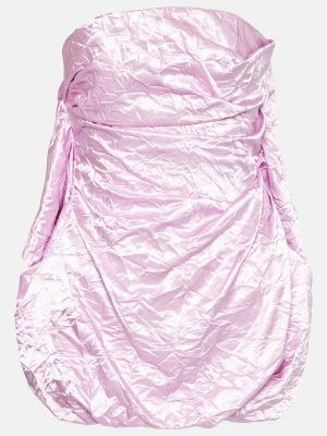 Атласное платье мини The Attico розовое