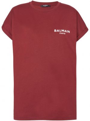Bombažna majica Balmain rdeča