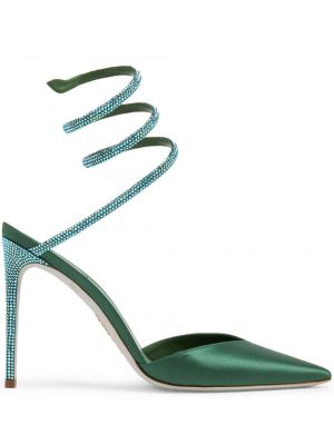 Pantofi cu toc de cristal Rene Caovilla verde